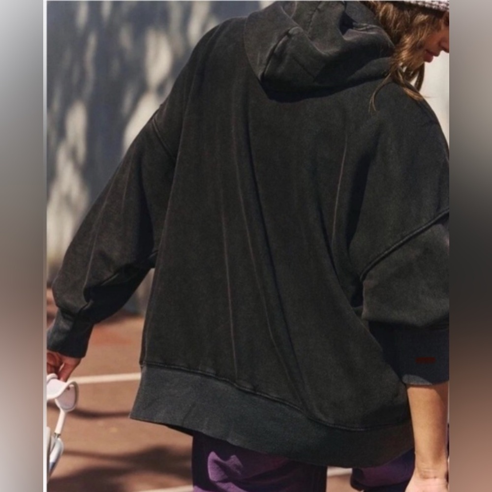 FP Movement by Free People Oversized Black Washed Zip Hoodie - Picture 8 of 8